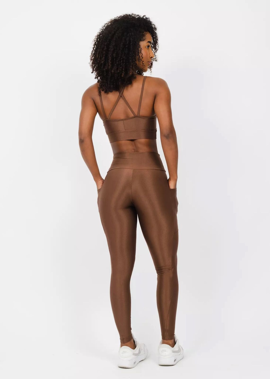 Conjunto Legging Fitness Marrom Capuccino